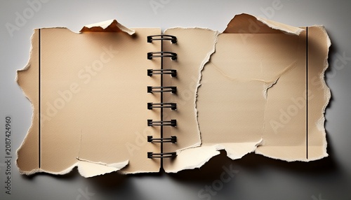 torn notebook paper with ragged edges and perforation
