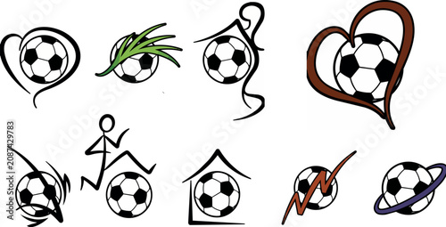 Obraz na plátne Soccer ball logo symbols collection