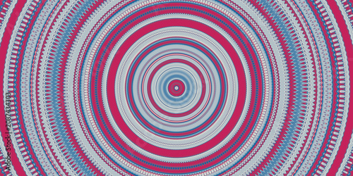 Abstract concentric circle pattern with colorful radial design.