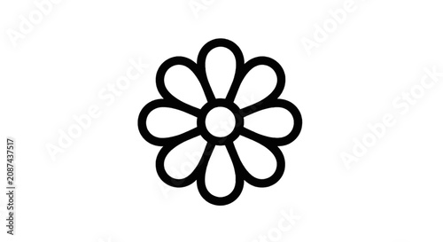 Vector illustration of simple flower icon with eight petals on a transparent background
