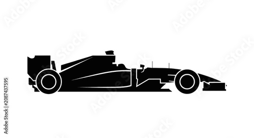 Vector illustration of silhouette of a formula 1 racing car side view on a transparent background