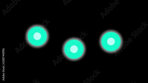 Three glowing cyan dots pulsating in sequence on a black background. Ideal for modern UI, typing indicators, or loading screens.