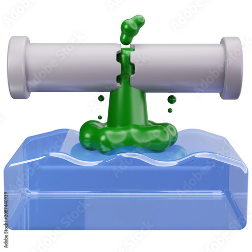 Broken Industrial Pipe Leak 3D Illustrations