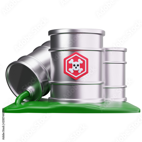 Hazardous Chemical Waste Barrel 3D Illustrations