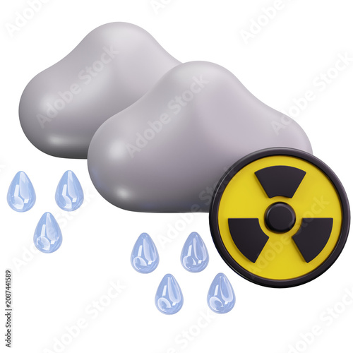 Nuclear Radioactivity Rain 3D Illustrations