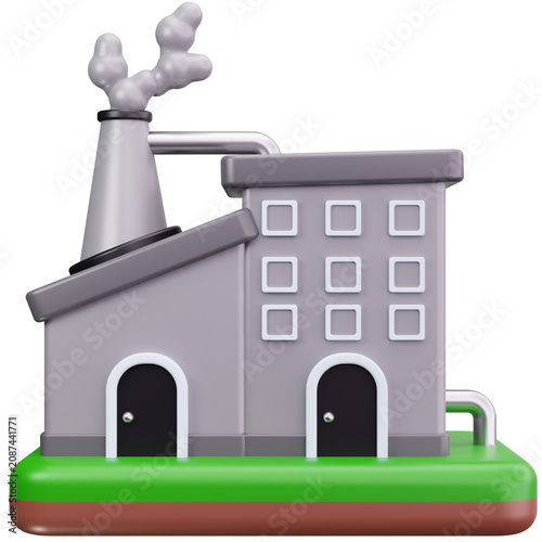 Industrial Plant Factory Pollution 3D Illustrations