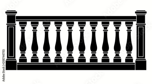 Photos Ornate stone balustrade vector silhouette, decorative architectural element, isolated white background