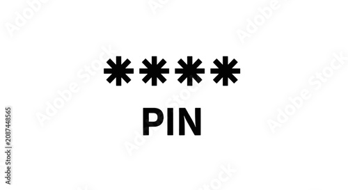 Vector illustration of four digit pin code entry field with asterisk symbols on a transparent background