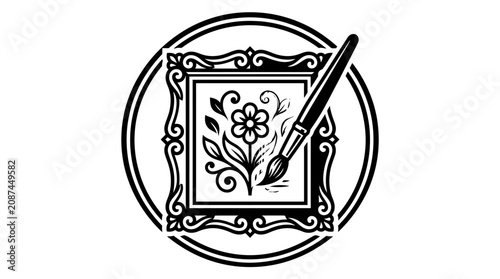 Fotografie Black and white drawing tool icon.