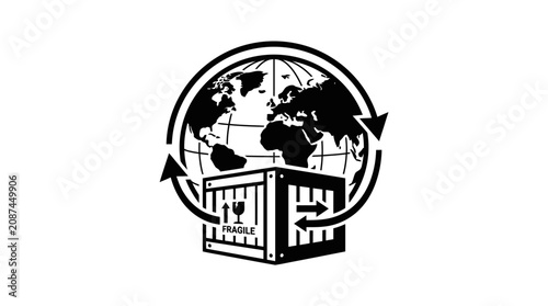 фотографія Black and white globe icon design.