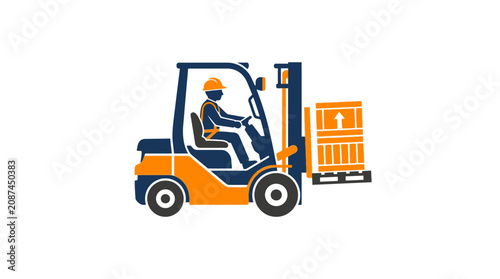 Fényképezés Man Operating Forklift Machinery Equipment.