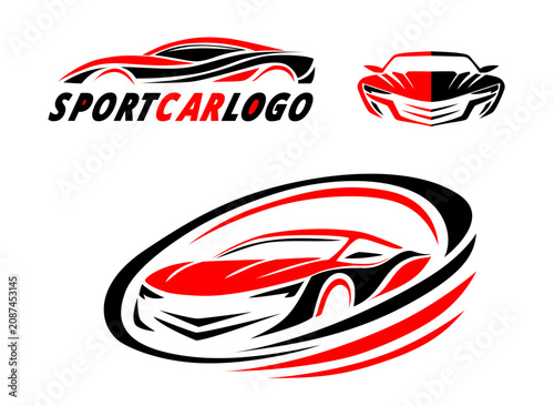 illustration of a sport car transportation logo on isolated white background