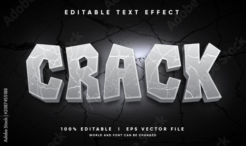Editable Crack Stone 3D Vector Text Effect with Cracked Rock Marble Style