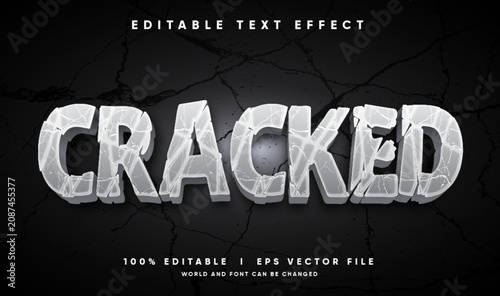 Quadro su tela Editable Cracked 3D Vector Text Effect with Modern Glass Break Ice Style