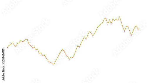 Obraz na plátně PNG image of Abstract financial line graph with orange gradient, fluctuating sto