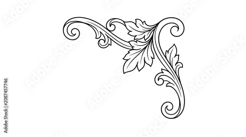 Tableau sur toile Elegant vintage corner flourish with swirling leaves and ornate scrollwork