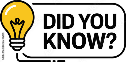 Did you know? question mark in a speech bubble with a bright yellow lightbulb