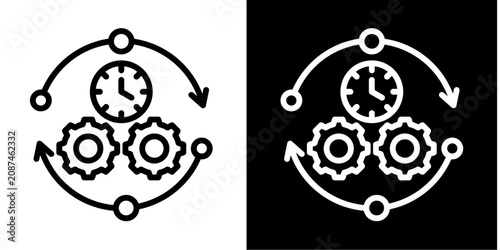 Business Process  Icon Set White Line Style Collection