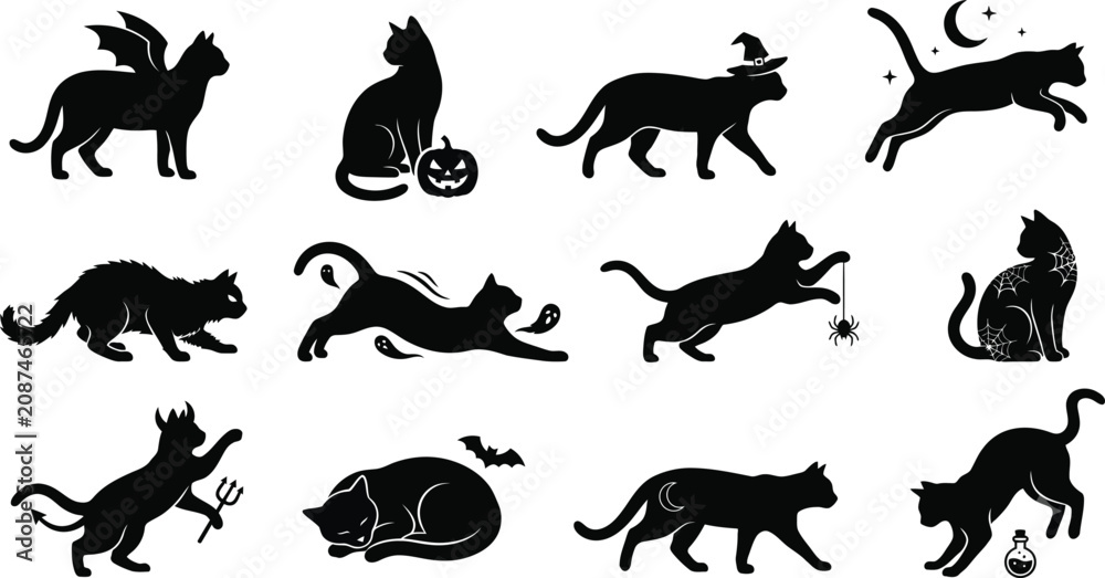 Obraz premium Black Silhouette of a Devil Tail Vector Illustration