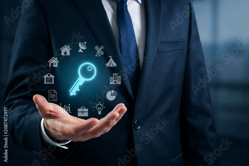 Business Professional Presenting Digital Access Key With Smart Technology And Security Management Concept