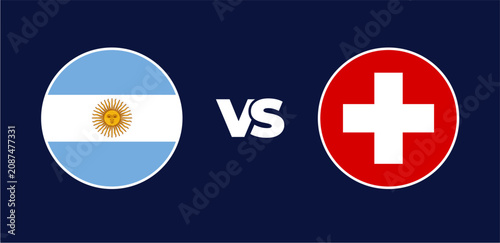 Canvastavla Argentina vs Switzerland national flags in circle format, circular flag icons, v