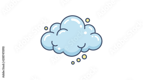 Canvastavla Dreamy Cloud Illustration with Bubbles, Isolated on White Background