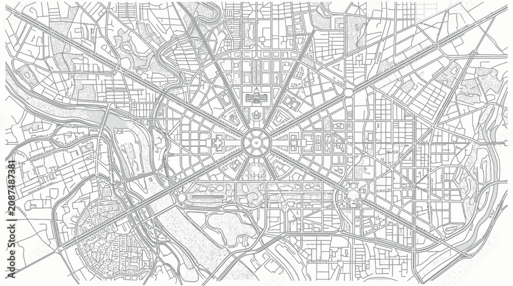 Obraz premium Washington DC City Map Blueprint - L'Enfant Plan Overview