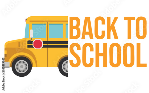 Back to school bus text design for education retail marketing and classroom season promotional banner content
