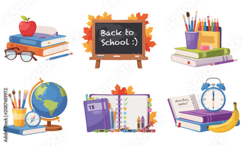 Back to school chalkboard icon with autumn leaf design for seasonal education banner and classroom marketing material