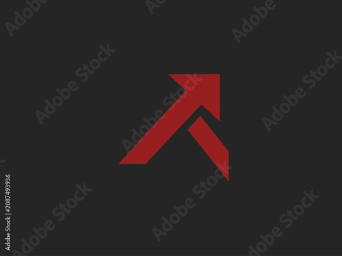 Red Abstract Arrow Moving Upward On Dark Background