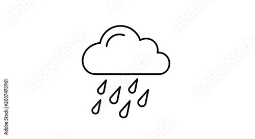 Minimal cloud outline with falling rain drops.