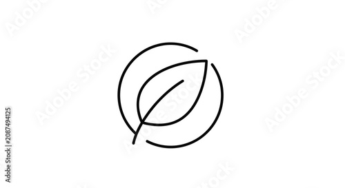 Minimalist leaf logo icon within a circle outline.