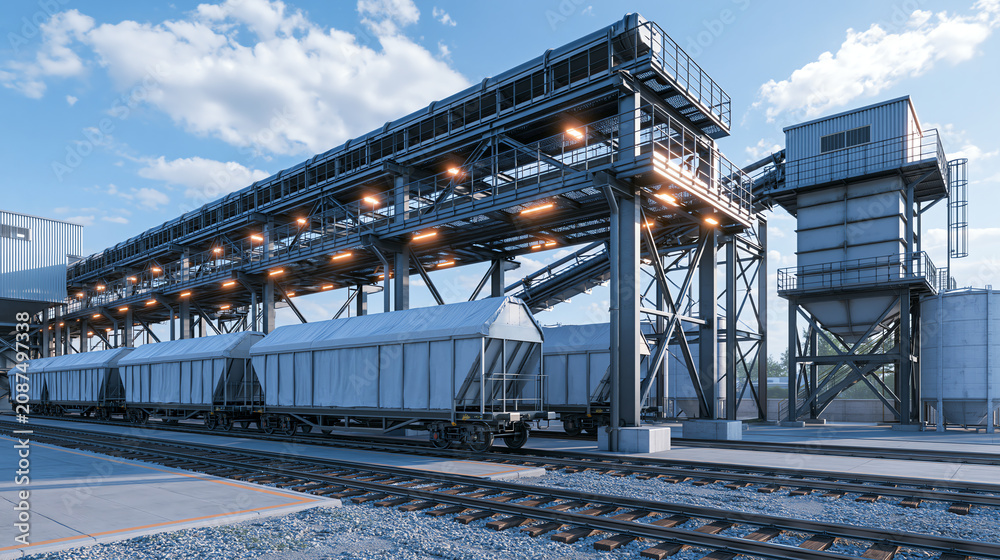 Fototapeta premium Rail Loading Terminal with Covered Hoppers