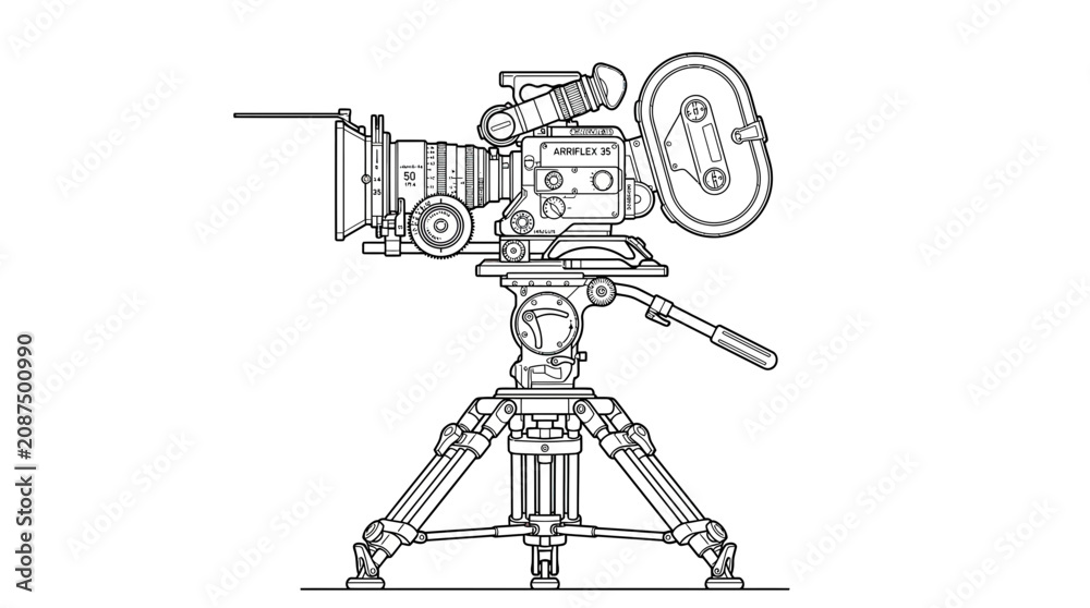 Fototapeta premium Vintage Movie Camera on Tripod