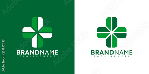 Green cross logo design template.