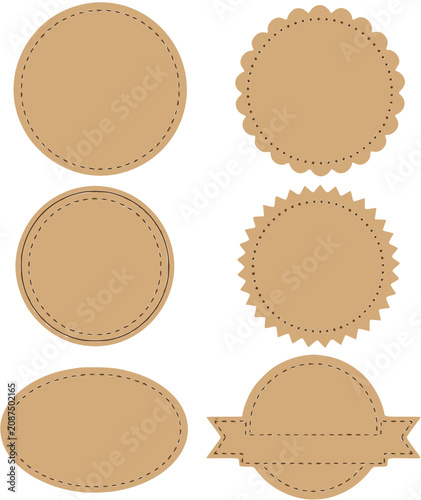 Stitched kraft paper seal and sticker collection for craft projects