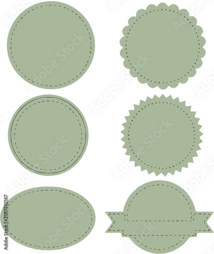 Stitched sage green paper seal and sticker collection for craft projects