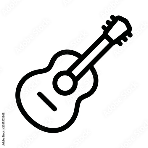 Fotografie Simple Outline Acoustic Guitar Musical Instrument Icon Graphic Element