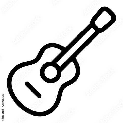 Obraz na plátně Simple Outline Acoustic Guitar Icon Symbol Representation For Music And Entertai
