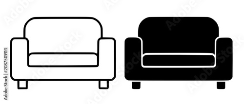 фотографія Minimalist couch icon in outline and silhouette design