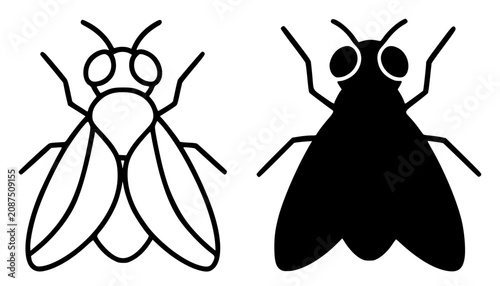 Bild auf Leinwand Minimalist fly icon in outline and silhouette design