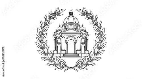фотографія Laurel Wreath Around Classical Building Facade