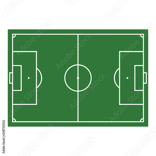 Foto Green soccer field with white lines and goals  sports illustration icon