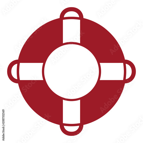 Bild auf Leinwand Red lifebuoy ring with white details and handles on transparent background icon