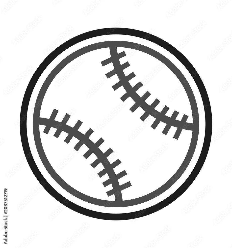 Fototapeta premium Simple gray vector icon representing baseball or softball symbols and equipment.