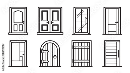 Collection of various door designs and architectural entrances with entrance architecture interior exterior building collection residential property apartment construction minimalist