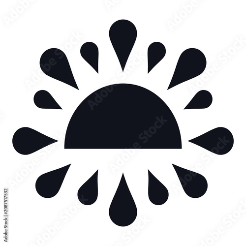Obraz na płótnie Rainy day weather icon with sun and raindrops symbol  meteorology graphic icon