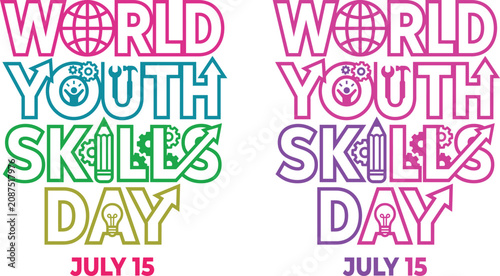 Cuadro en lienzo World youth skills day illustration promoting vocational training and empowermen