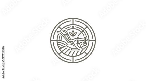 Schilderij op canvas Professional Minimalist Black and White Agricultural Machinery Seal with Plow St