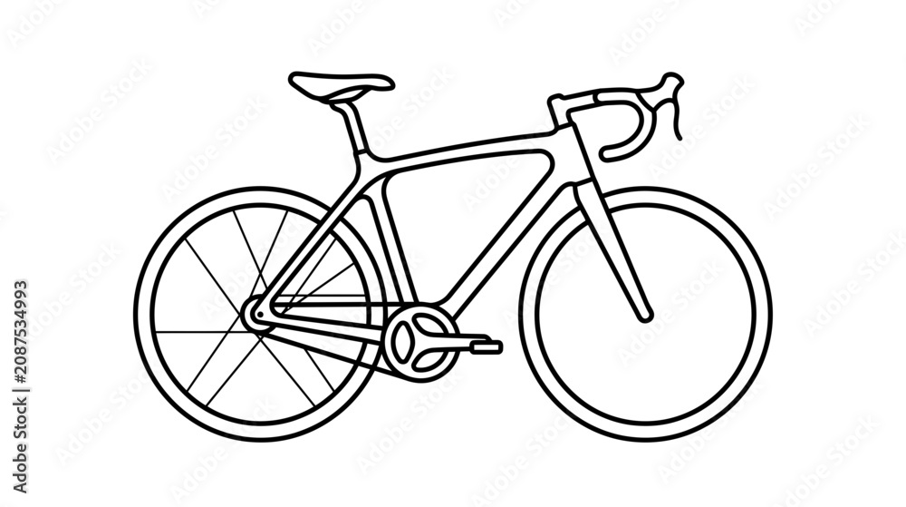 Fototapeta premium Modern Road Bicycle Line Art Illustration